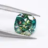 Suministro Directo de Fábrica de Piedras Preciosas Artificiales de Moissanita Verde de 0.5-3 Quilates en Forma de Cojín, Piedras Sueltas de Moissanita Verde