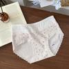 8898 # 10A Algodón Puro Antibacteriano Crema Floral Ropa Interior para Mujer, Suave y Cómoda, Cintura Media, Cubre Cadera, Longitud Extendida, Entrepierna de Algodón Puro
