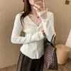 Camisa Base de Encaje Huali Falsa de Dos Piezas 2026 Otoño Nuevo Estilo Coreano Casual Dulce Elegante Top para Mujer