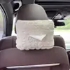 Caja de Pañuelos para Coche de Tela de Oveja Linda Sensación de Alta Gama Colgador de Pañuelos para Respaldo de Asiento de Coche Caja de Pañuelos Extraíble para Reposabrazos del Interior del Coche