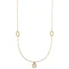 Colar com Pingente Simples de Zircônia Gota D'água Estilo Francês Retrô Old Money para Mulheres Aço Inoxidável Banhado a Ouro 18K Simples