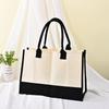 Bolsa Tote de Lino Confeccionada Lista para el Mercado Transfronterizo con Logotipo Personalizado, Bolsa de Compras de Gran Capacidad con Letras Impresas, Personalización Personalizada