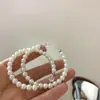 Pendientes de Perla Aurora Estilo Long-Termism Mismos que Zhong Chuxi para Mujer, Pendientes Elegantes de Celebridad de Internet, Pendientes de Estilo Nuevo, Pendientes Grandes en Forma de C