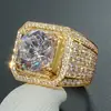 Deseja Anéis de Moda Europeus e Americanos Mais Vendidos Novos Anéis de Diamante Dominadores para Homens Anéis com Microfuração Totalmente Diamantados Vendas Diretas da Fábrica