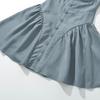 24124-24 Invierno Nuevo Temperamento Retro Francés Falda de Costuras Rayadas Vestido de Tirantes con Cuello Colgante