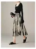 2026 Novo Estilo Saia Evasê Cintura Alta Emagrecedora Estilo Japonês Estampada Moda Elegante Saia Evasê para Mulheres com Cintura Elástica