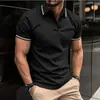 Polo Masculino Casual Versátil Simples de Botão com Estampa 3D - Venda Quente de Verão Europeu e Americano