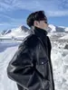 Chaqueta de Cuero para Motocicleta Estilo Retro Americano para Hombres y Mujeres, Marca de Tendencia Nueva Primavera y Otoño con un Toque de Lujo, Elegante Chaqueta de Cuero PU con Cuello Alto