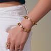 Xinyixinxin Joyería Transfronteriza Cadena de Acero Inoxidable Hecha a Mano Pulsera de Hilo con Cuentas de Concha Chapada con Oro Real de 18K Diseño de Nicho Joyería de Mano