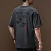 Camiseta de Manga Corta Pesada de Estilo Americano Otoñal, Marca de Moda, Talla Grande, Ajuste Holgado, Camisa Casual Retro Fresca de Media Manga para Hombre