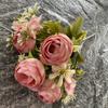 Buquê Simulado Estilo Ins, Saco de Chá de Seda, Combinação de Hortênsias, Decoração de Parede de Flores para Casamento, Flor Pequena, Material de Flor de Mão