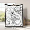 Manta Grafite com Padrão de Dinossauro com Canetas de Aquarela de 24 Cores, Manta para Colorir DIY Infantil, Lavável, em Estoque