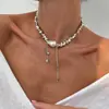 Colar Gargantilha Choker de Pérolas Imitação Irregulares Estilo Barroco Transfronteiriço Europeu e Americano Simples Ins com Pingente de Estrela