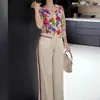 Traje de Moda de Verano 2025 Colorido con Capucha y Cremallera Mangas Tres Cuartos Cardigan Deportivo Pantalones Casuales Conjunto de Dos Piezas para Mujer
