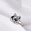 Anel de gato tridimensional vintage joia de prata tailandesa anel olho de coruja abertura personalidade dedo indicador anel feminino fofo