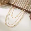 Cadena Larga de Suéter de Venta Caliente Europea y Americana para Mujer, Collar de Accesorios de Ropa de Flor de Rosa de Perlas de Imitación Multicapa para Mujer al por Mayor