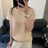 Camiseta de Tricô Importada do Japão com Fio Washi 2026 Primavera/Verão Nova, Respirável e de Secagem Rápida, Gola Redonda, Manga Curta, Estilo Fino, para Mulheres