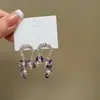 Pendientes de Borlas de Piedra Natural Estilo Francés Super Hada Pendientes Retro de Perlas de Agua Dulce de Alta Gama para Mujer
