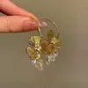 Pendientes Colgantes de Flor Hueca de Zirconia Dorada para Mujer Súper Bonitos Únicos Bonitos Pendientes de Botón 2026 Nuevas Joyas de Oreja de Gama Alta