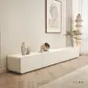 Mueble de TV Estilo Crema Mesa de Café Combinación Moderna Simple Madera Maciza Esquina Redondeada Sala de Estar Hogar Mueble de TV de Pie Blanco