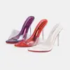 Sandálias de comércio exterior, saltos altos peep-toe de verão, saltos agulha de cristal transparente, sandálias sexy para boate para mulheres, venda direta do fabricante, transfronteiriço