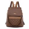 Antirrobo ligero para todo uso para mujer, moderno, casual, con remaches, hilo bordado, bolsa de viaje, mochila de hombro