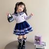 Cardigã Suéter para Meninas Roupas de Outono 2025 Top Básico para Bebê Menina Tops de Tricô Conjunto de Saia Bolo Infantil