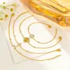 Pulsera de Trébol de Cuatro Hojas de la Suerte con Circonita en Stock Acero de Titanio No se Desvanece Exquisito Accesorio de Nicho para Mujer Pulsera