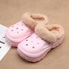 Zuecos de Otoño e Invierno para Mujer con Forro de Felpa, Pantuflas de Algodón Gruesas y Cálidas, Zapatos de Algodón de Punta Cerrada para Exterior con Suela Gruesa Antideslizante de Eva que Aumentan la Altura al por Mayor