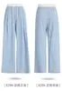 Calça Xadrez Moderna de Perna Larga para Mulheres, Calça Fina Casual de Verão para Dormir, Calça Solta Reta para Casa, Calça Longa