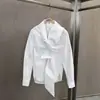 2026 Novo Top Branco Feminino de Estilo Coreano, Corte Solto, com Gravata Longa de Laço, Camisa Chic para o Escritório