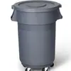 Cubo de Basura Grande con Tapa Tamaño Grande Ruedas de Plástico con Ruedas Cubierta Redonda Anillo Espesado Sanitario Simple Exterior Comercial Exterior