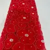 Tela de malla bordada con flor 3D y tela bordada con cuentas y perlas para vestidos de novia, vestidos de gala, vestidos, multicolor en stock
