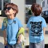 Camiseta de verano para niños, moderna, combinable con todo, de algodón, estilo coreano, de manga corta, con estampado de dibujos animados de estilo occidental, de media manga.
