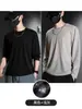 Camiseta de Manga Larga de Seda de Hielo para Hombre en Verano, Malla Holgada, Transpirable, de Secado Rápido, Protección Solar, Top Climatizado, Capa Base para Exteriores, Estilo Delgado