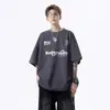 Camiseta cool de manga corta estilo motero, de marca moderna estilo americano, para hombres y mujeres, de verano, de alta costura, con estampado de letras, informal, de media manga