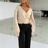 Tienda independiente de eBay: Ropa de mujer para primavera/otoño, estilo europeo y americano, top adelgazante, cárdigan de punto de manga larga a la moda, suéter de punto versátil de color liso con cuello en V