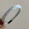 Diadema Pequeña Fresca Azul Suave a Cuadros para Mujer para Lavarse la Cara y Sujetar el Cabello, Diadema Antideslizante, Recogedor Alto para Cráneo, Accesorio Simple para el Cabello