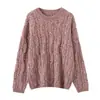 Suéter de Punto Trenzado Grueso Estilo Old Money con Cuello Redondo para Otoño/Invierno, Holgado, Sensación de Lujo, Versátil, Cálido, Jersey de Punto, Ropa de Abrigo, Estilo de Moda