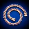 El Collar Cubano Personalizado Más Vendido de Amazon Estilo Hip-Hop de 13 mm Bicolor Empalmado para Hombres, Cadena Cubana Completa de Diamantes de Aleación