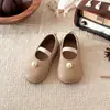 Zapatos de cuero para niña estilo coreano con perlas 2026 verano infantiles poco profundos Mary Jane zapatos rojos de abuela con suelas blandas