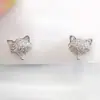 Pendientes de Plata de Ley S925, Lindos Pendientes de Zorro con Diamantes, Accesorios de Moda Coreana, Joyería para Mujer, Pendientes Versátiles