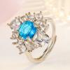 Nuevo Anillo Irregular de Zircón con Diamante Gota Ojo de Caballo Popular Europeo y Americano Abierto Zafiro Paraíba