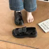Mocasines de suela gruesa estilo universitario para mujer, 2026 piel marrón con hebilla, punta poco profunda, modernos y cómodos, estilo retro versátil