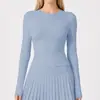 Camiseta de Manga Larga Transfronteriza para Mujer, Nuevo Estilo Primavera 2026, Cuello Redondo, Hombro Normal, Corte Ajustado, Ceñido, Top Deportivo Corto