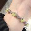 Nuevo brazalete de alta gama octogonal rosa milenio azul Chetan incrustado con diamante de alto carbono brazalete verde manzana rosa