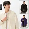 Nueva Camisa Chaqueta de Hombre para Primavera y Otoño con Cuello de Solapa, Casual de Botón Único Holgada Versátil Elegante Top para Hombre