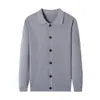 Cardigan de Moda para Hombre Estilo Old Money con Cuello de Solapa, Suéter Grueso y Cálido para Papás, Suéter de Punto