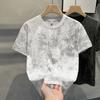 Camiseta de manga corta para hombre, marca de moda, verano 2024, nueva, cuello redondo, corte entallado, estampada, de media manga, de alta gama.