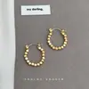 Plata Rota algunos Dos ~ chapado en Oro de 14K Viento frío Europeo y Americano aretes de círculo redondo simple aretes para mujer calidad buenos aretes